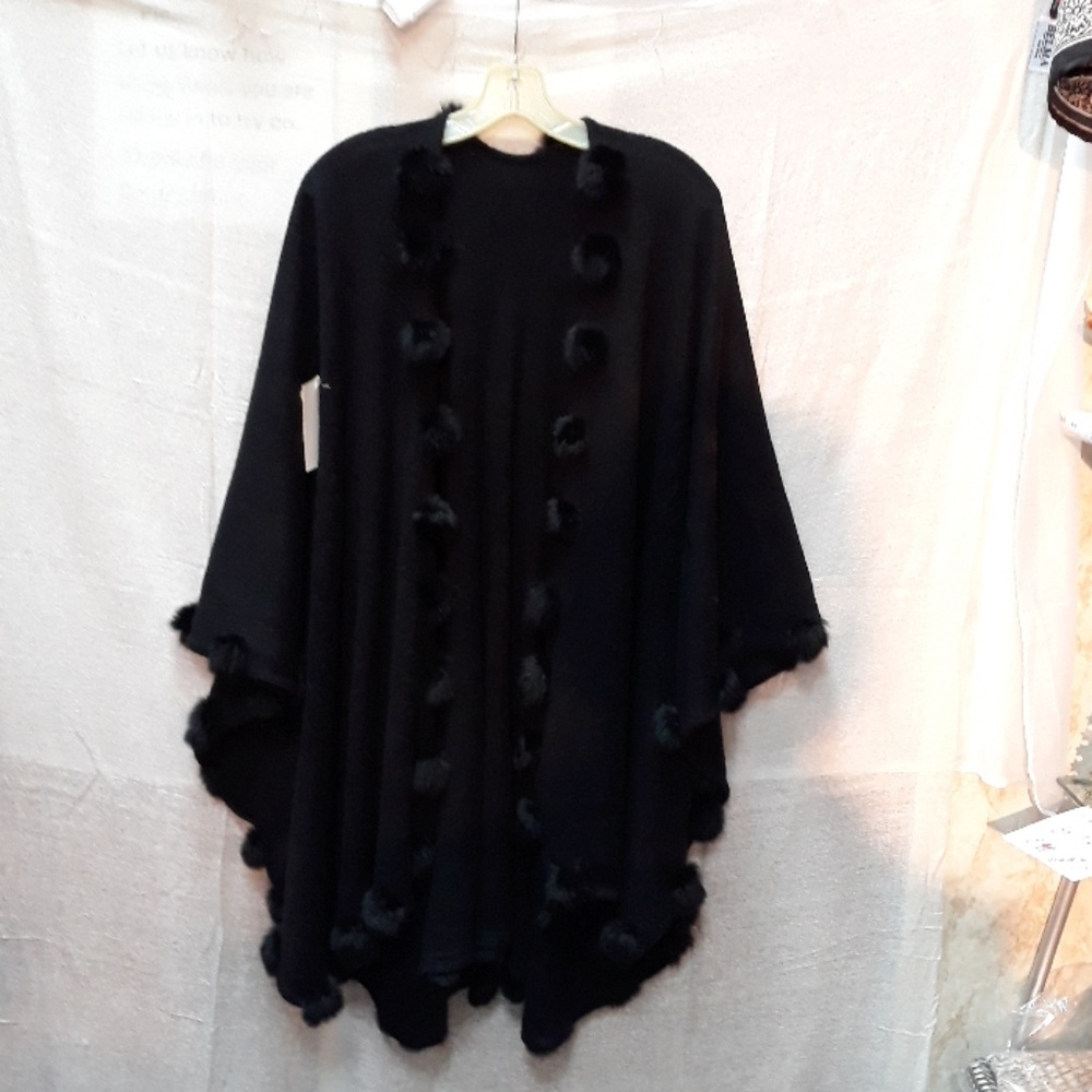 Panchos ,with faux fur ball, front open